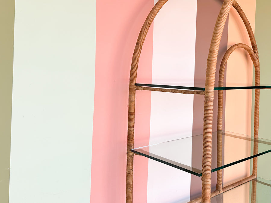 Coastal Cool Rattan Wrapped Etagere