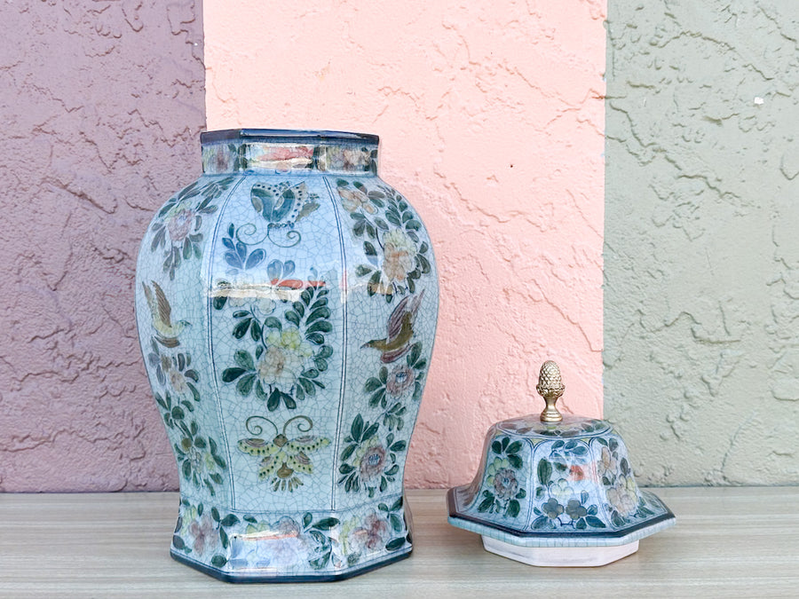 Maitland Smith Seafoam Floral Ginger Jar