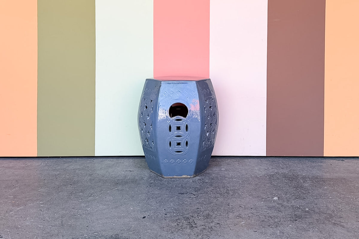 Pierced Blue Hexagon Garden Seat