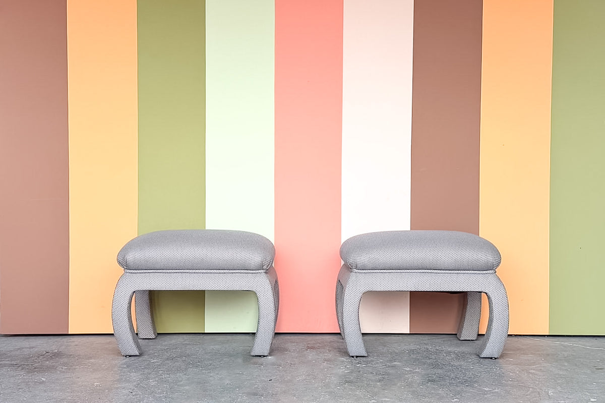 Pair of Ming Style Upholstered Stools