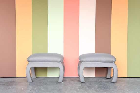 Pair of Ming Style Upholstered Stools