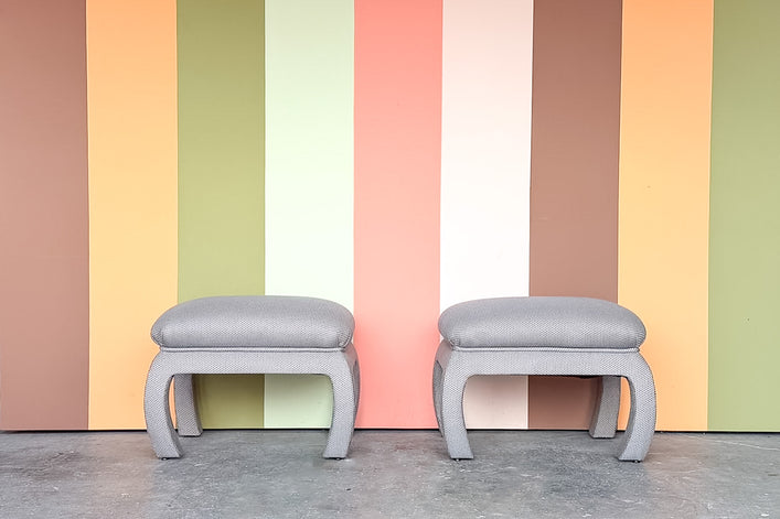 Pair of Ming Style Upholstered Stools
