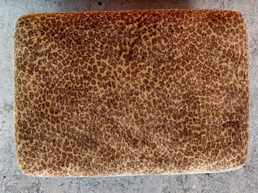 Petite Leopard Print Wicker Ottoman