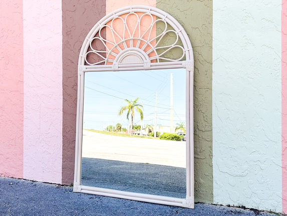 Large Sunburst Rattan Mirror