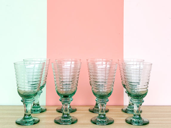 Set of Eight Sea Blue Glassware
