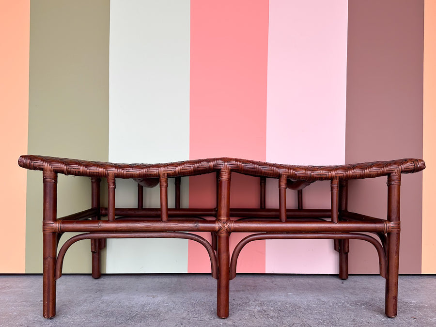 Curved Rattan Bench