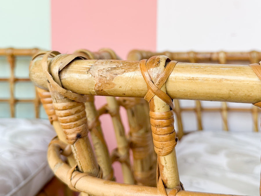 Pair of Rattan Grid Lounge Chairs