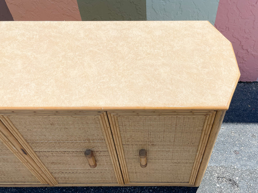 Island Style Rattan Wrapped Credenza