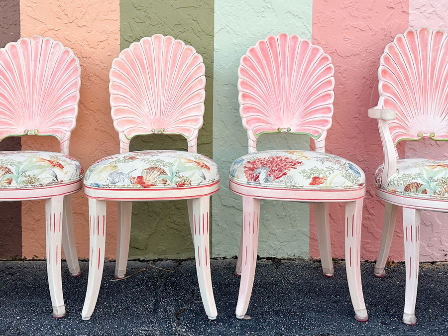 Set of Eight Shell Back Dining Chairs