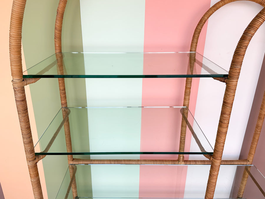 Coastal Cool Rattan Wrapped Etagere