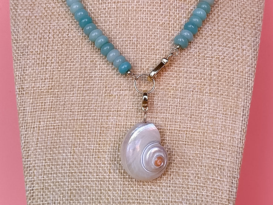 Palm Beach Regency's Aqua Amazonite Shell and Gemstone Necklace