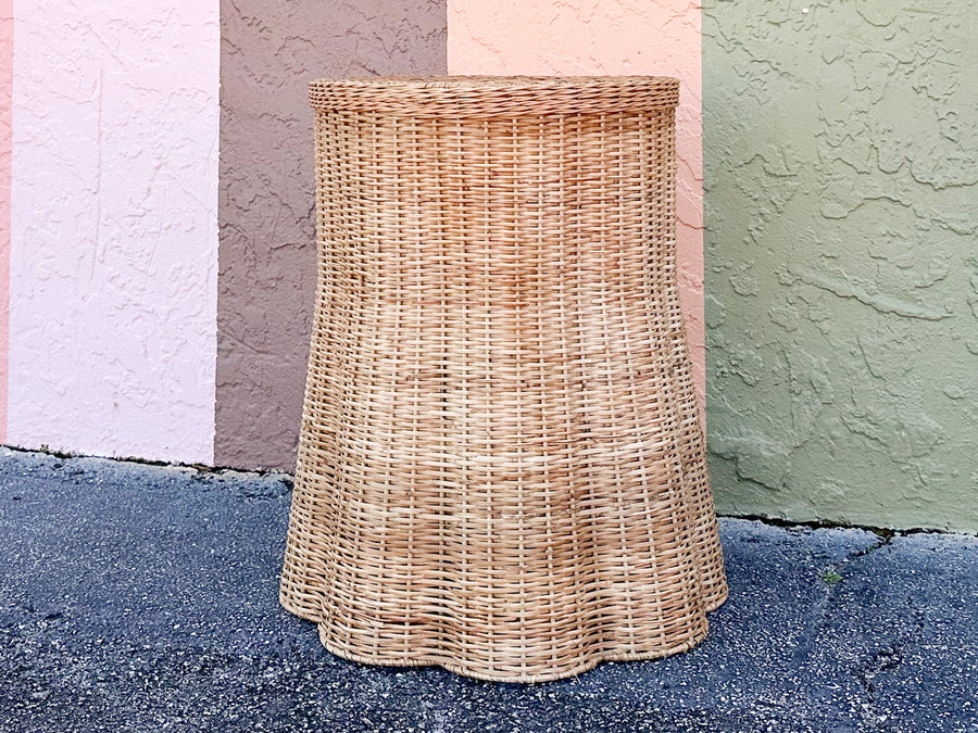 Draped Wicker Side Table