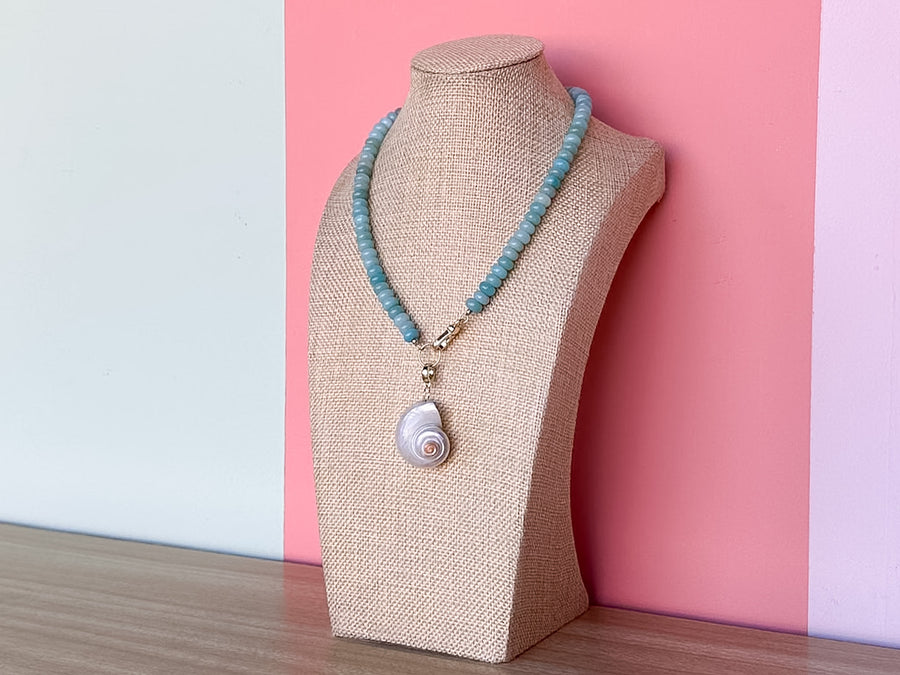 Palm Beach Regency's Aqua Amazonite Shell and Gemstone Necklace