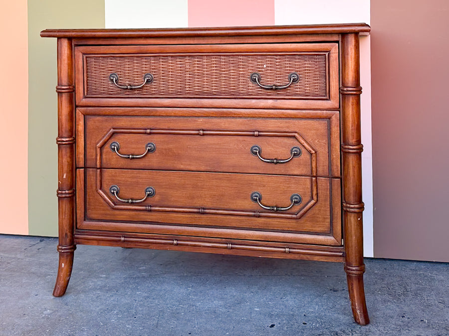 Handsome Faux Bamboo Oversized Nightstand