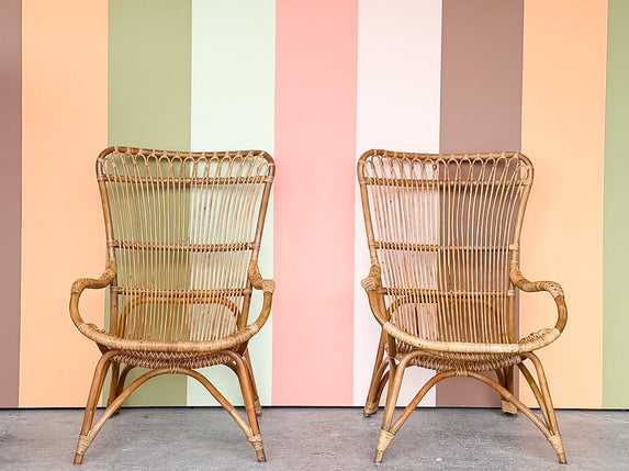 Pair of Island Chic Rattan Lounge Chairs