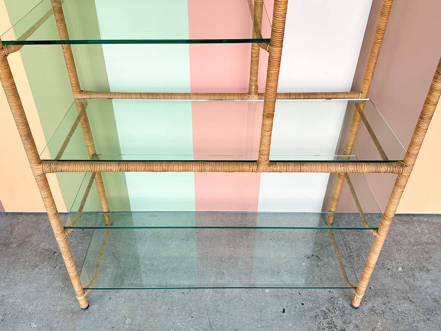 Coastal Cool Rattan Wrapped Etagere