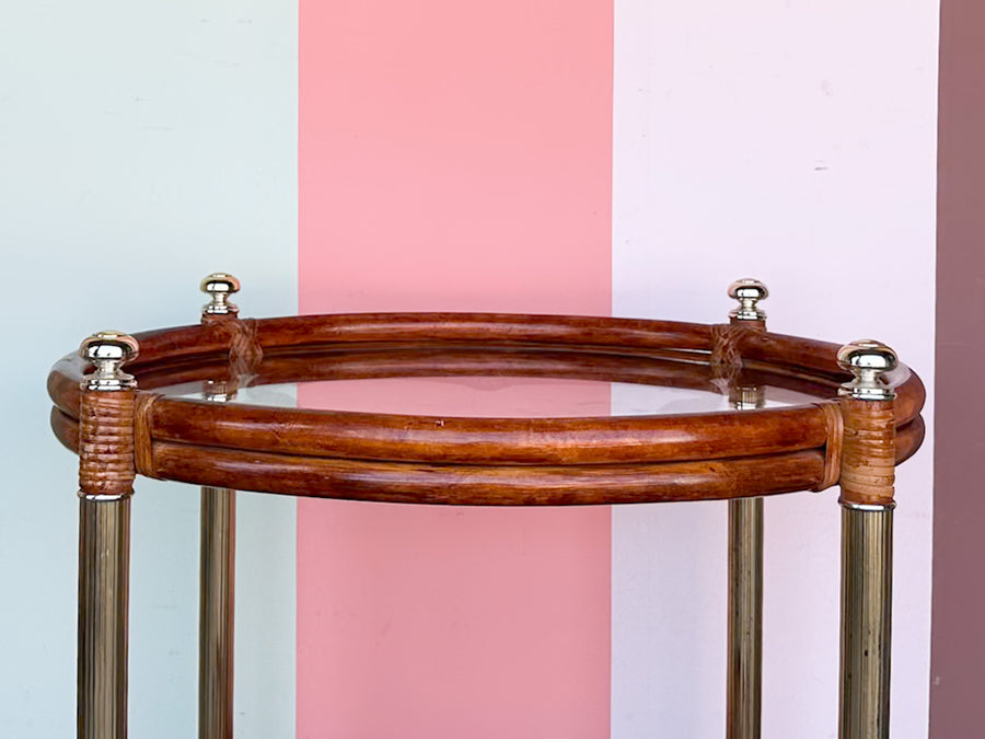 Tortoiseshell Rattan Clover Side Table