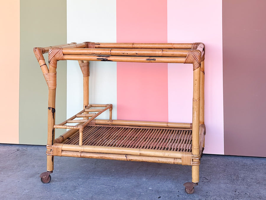 Old Florida Rattan Bar Cart