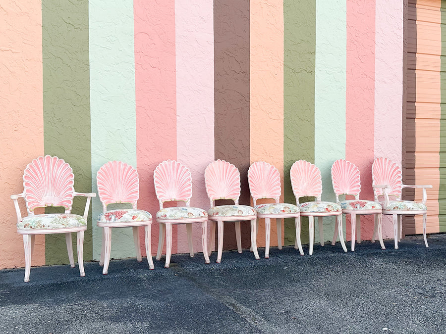 Set of Eight Shell Back Dining Chairs