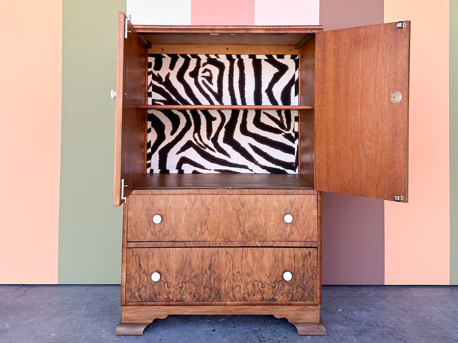 1930's Burl Wood Armoire