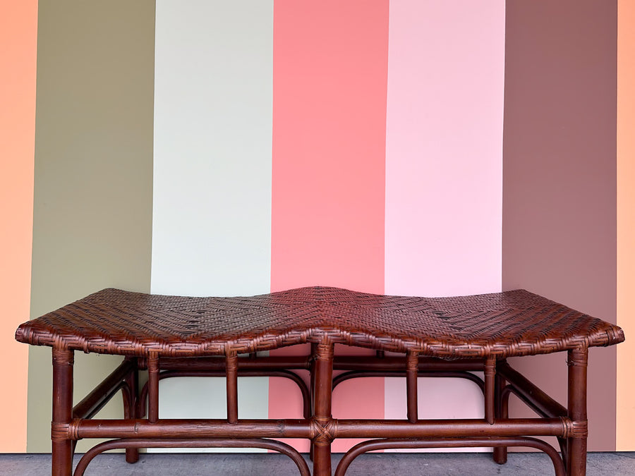 Curved Rattan Bench