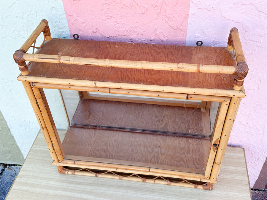 Old Florida Bamboo Mirrored Curio Cabinet