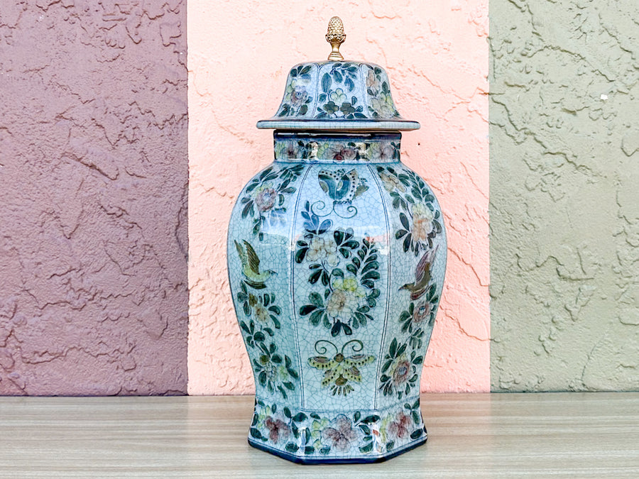 Maitland Smith Seafoam Floral Ginger Jar