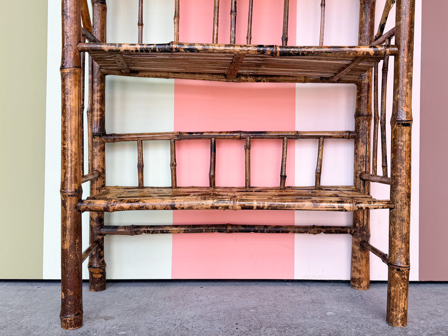Petite Tortoiseshell Rattan Etagere