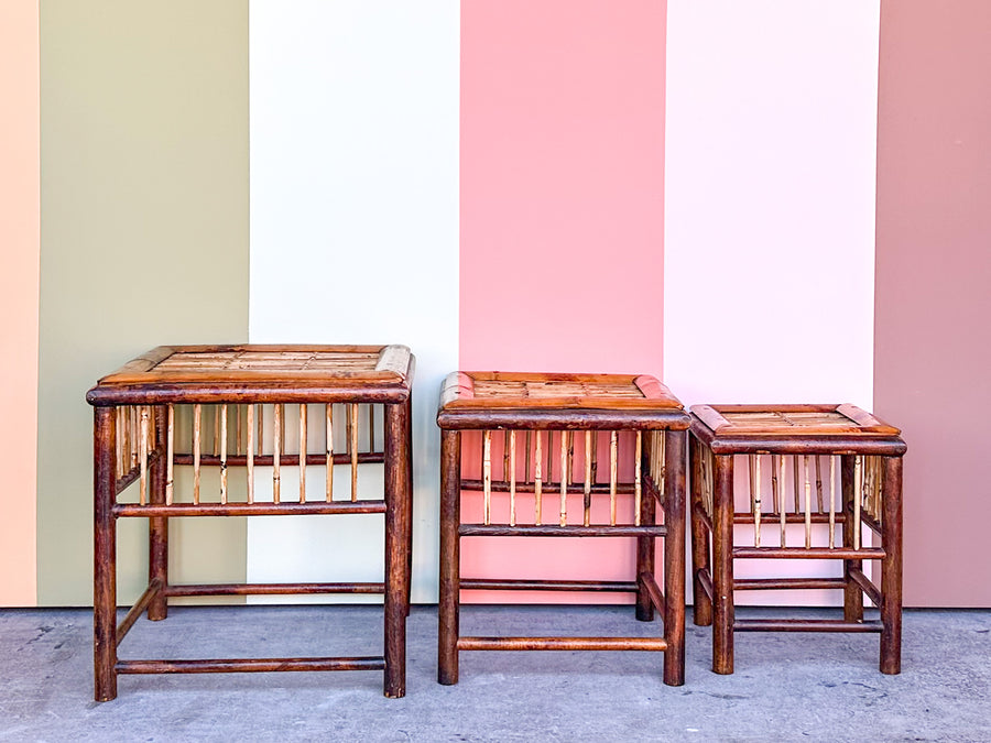 Trio of Bamboo Nesting Tables