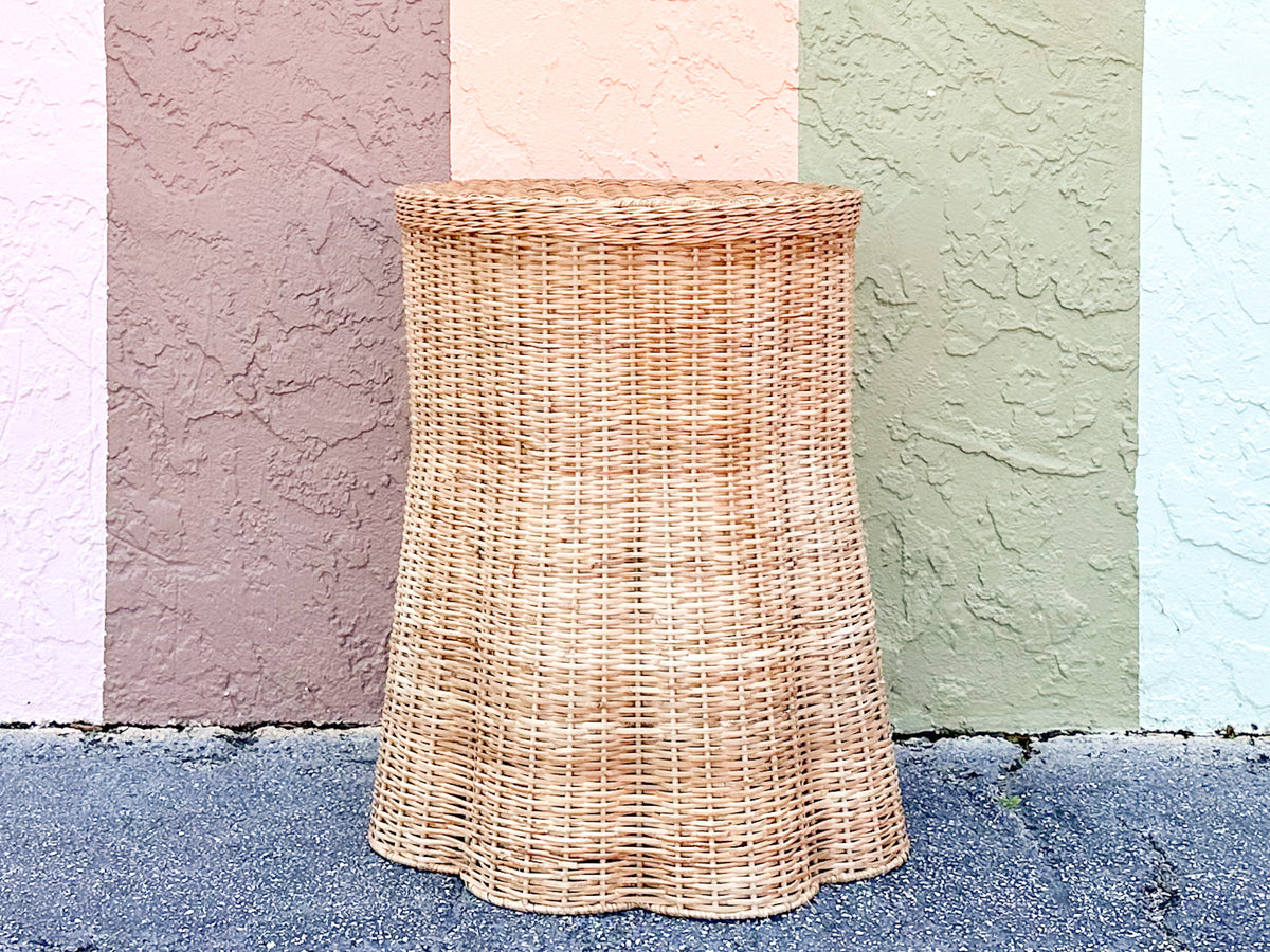 Draped Wicker Side Table