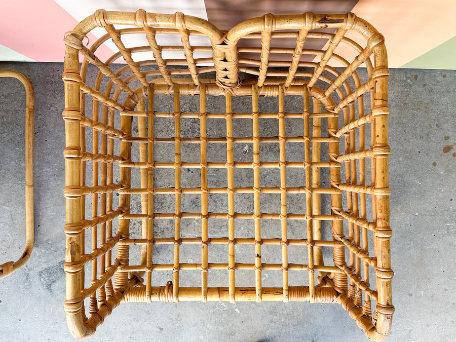 Pair of Rattan Grid Lounge Chairs