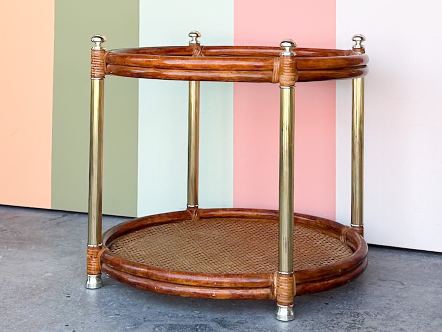 Tortoiseshell Rattan Clover Side Table