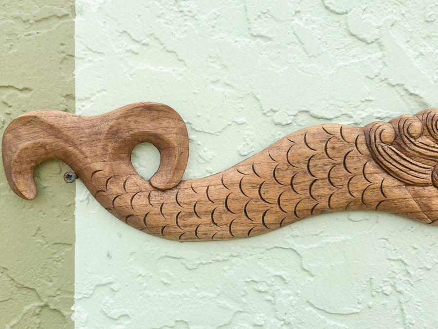 Hand Carved Wood Mermaid Wall Art
