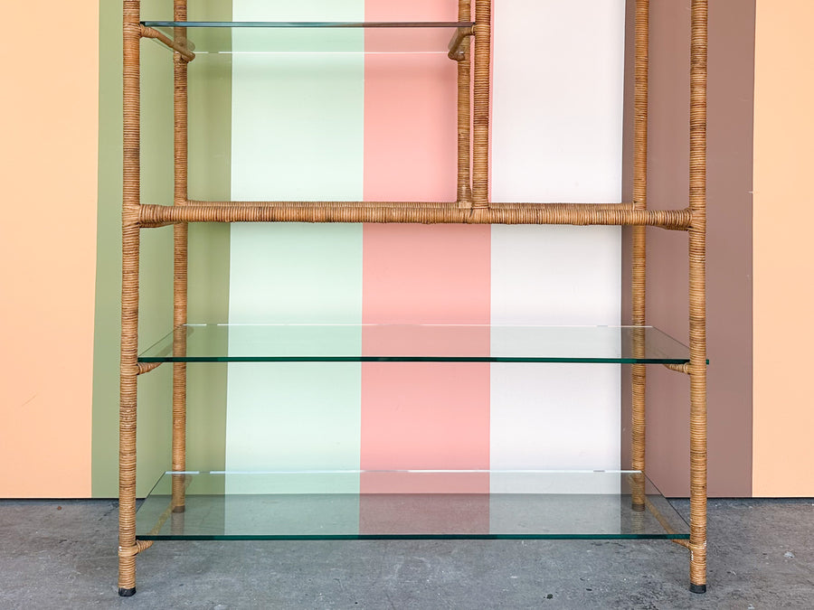 Coastal Cool Rattan Wrapped Etagere