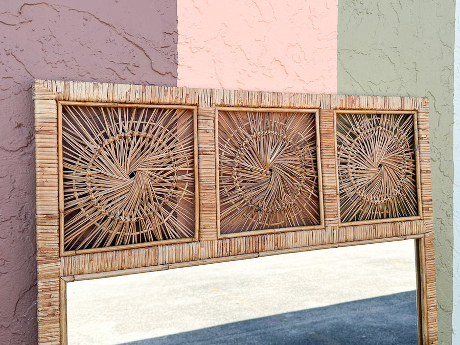 Large Rattan Medallion Mirror