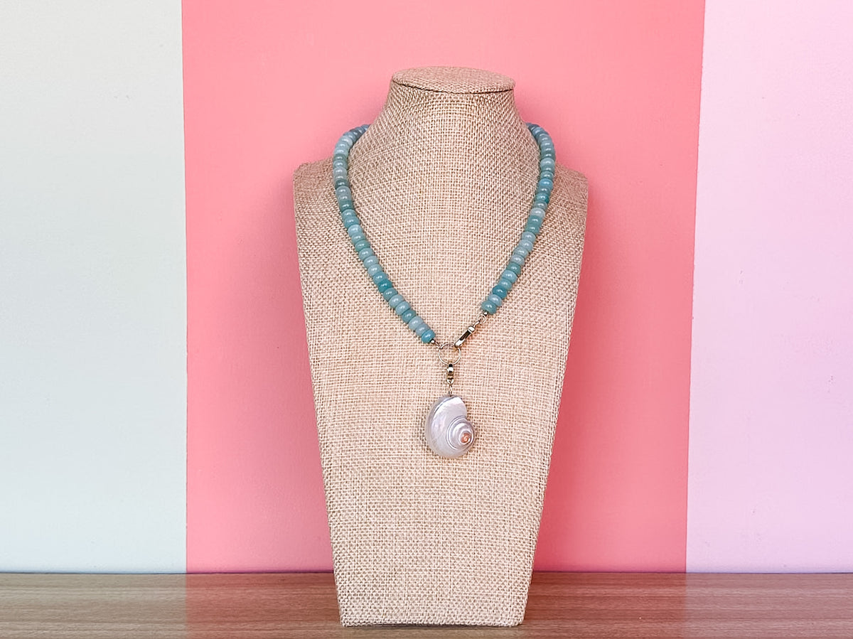 Palm Beach Regency's Aqua Amazonite Shell and Gemstone Necklace