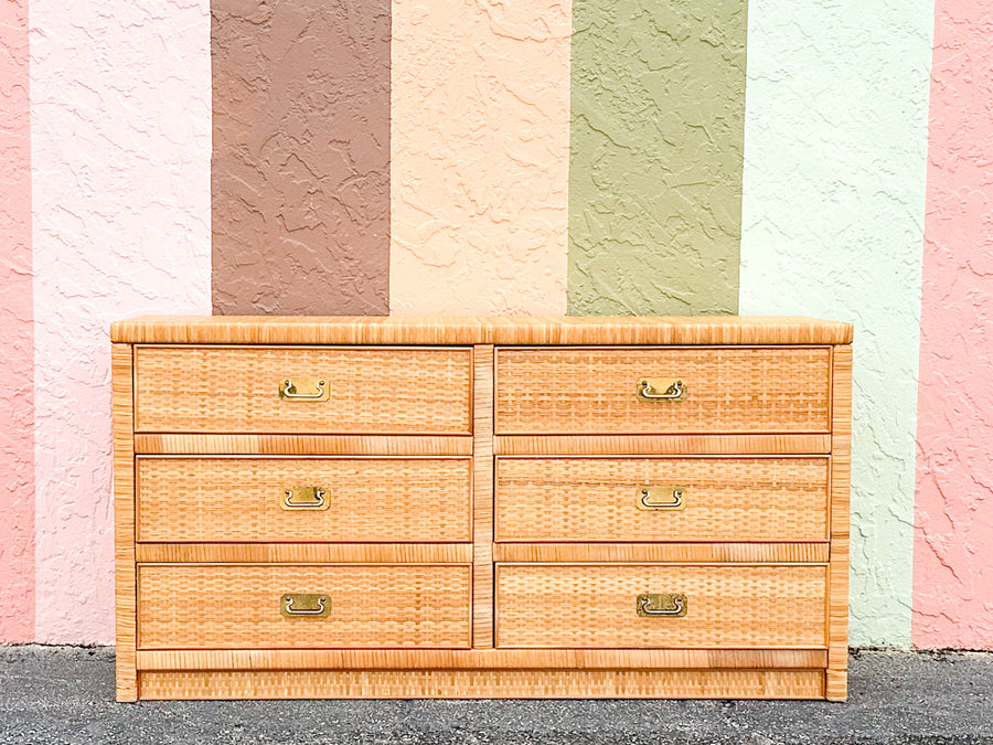 Coastal Rattan Wrapped Dresser