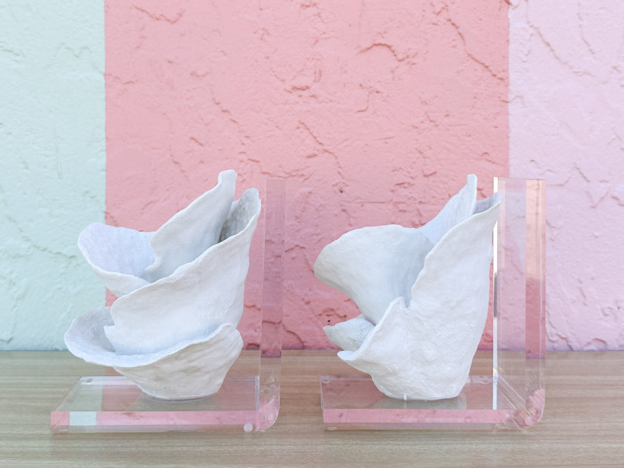 Lucite Coral Bookends