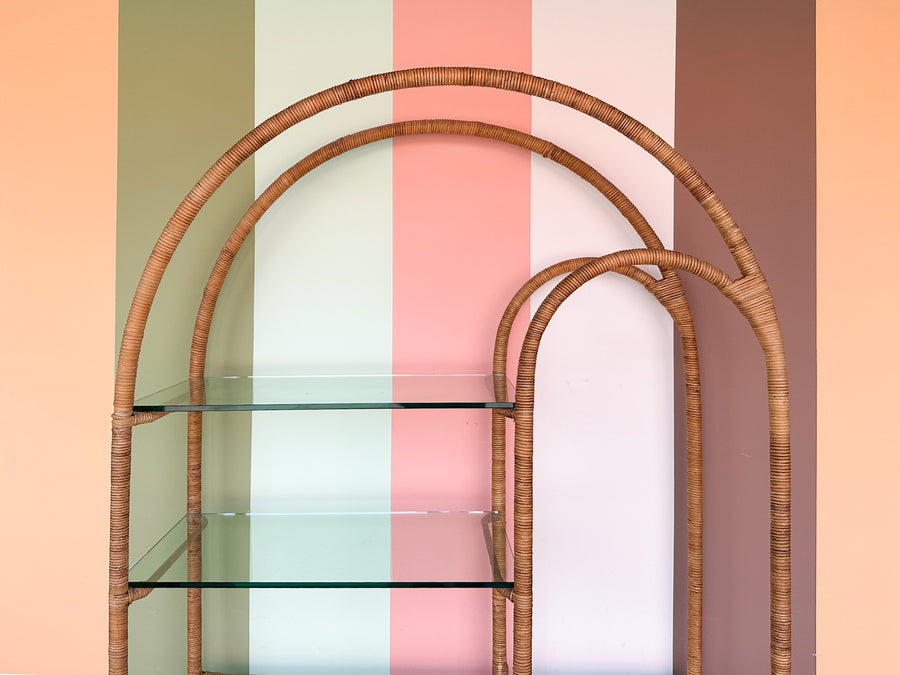 Coastal Cool Rattan Wrapped Etagere