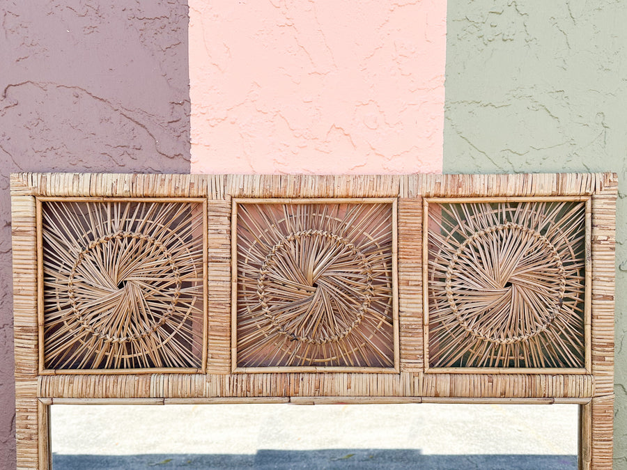 Large Rattan Medallion Mirror