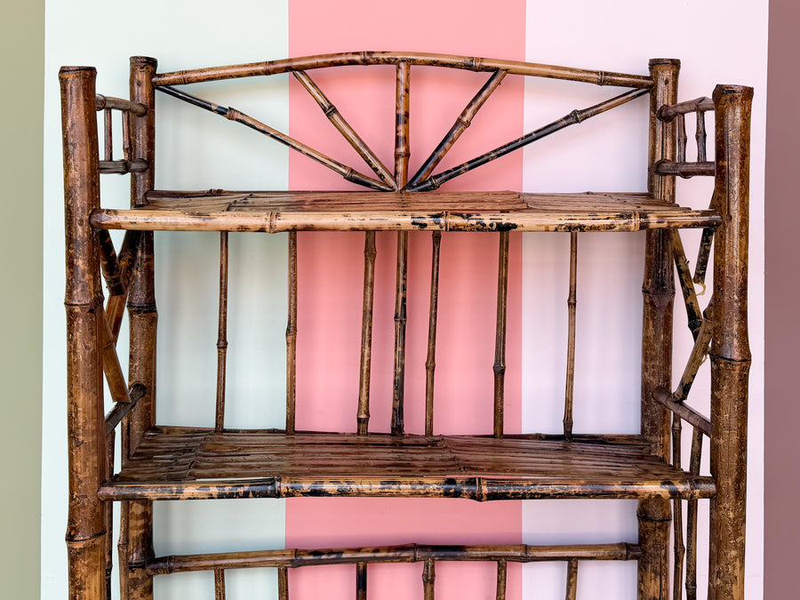 Petite Tortoiseshell Rattan Etagere
