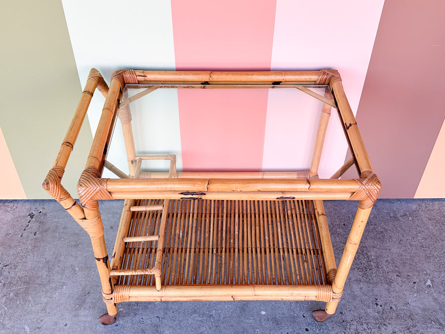 Old Florida Rattan Bar Cart
