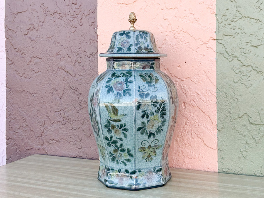 Maitland Smith Seafoam Floral Ginger Jar