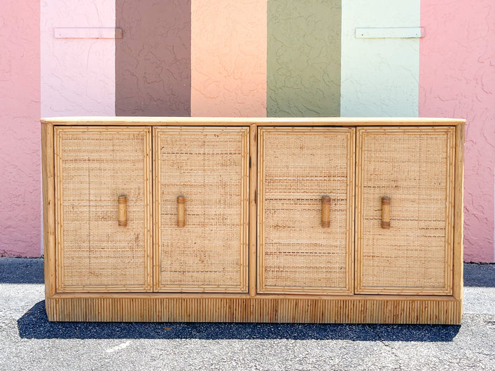 Island Style Rattan Wrapped Credenza