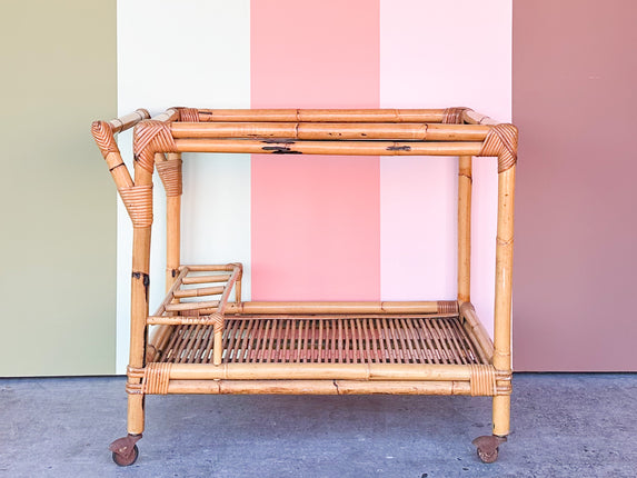 Old Florida Rattan Bar Cart