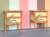 Pair of Banana Leaf Rattan Nightstands