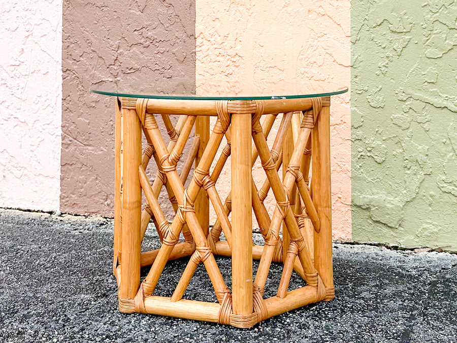 Cute Chippendale Rattan Drinks Table