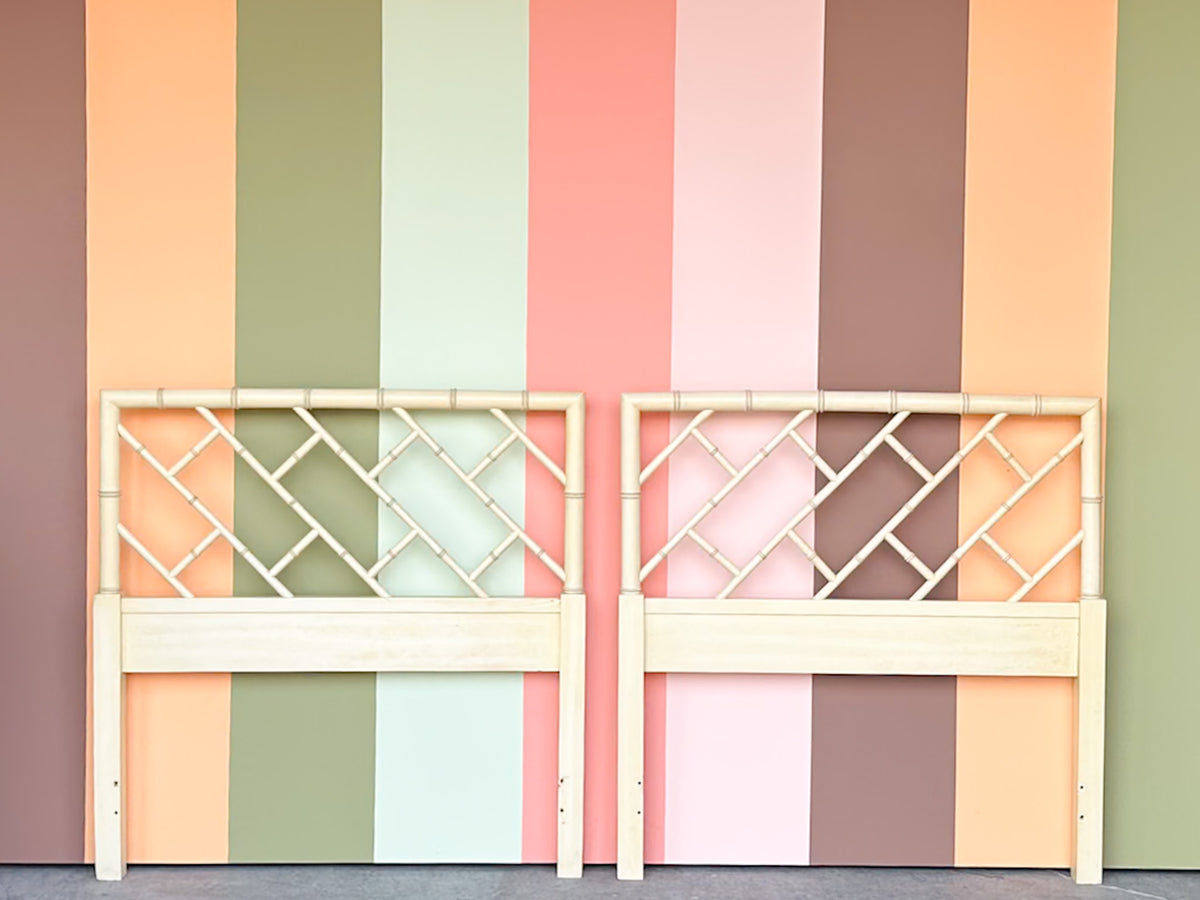 Pair of Chippendale Faux Bamboo Twin Headboards