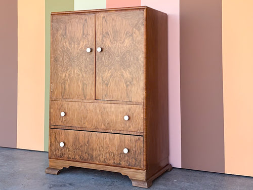 1930's Burl Wood Armoire