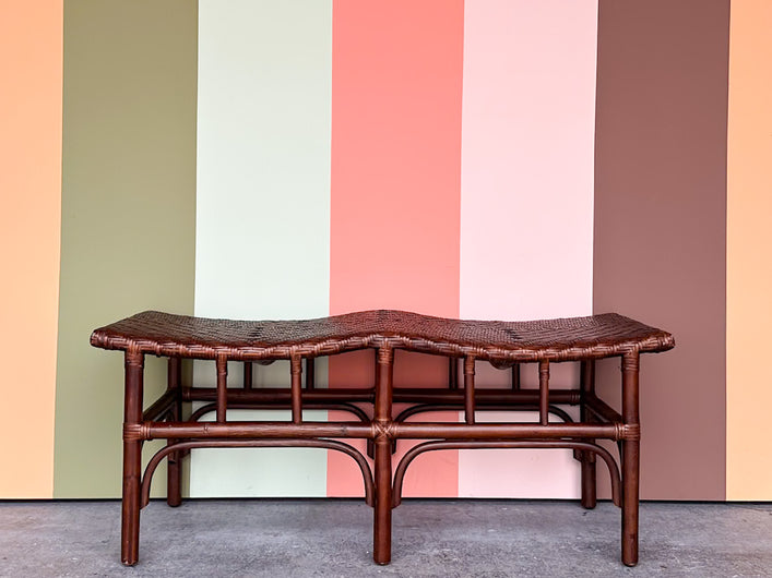 Curved Rattan Bench